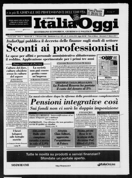 Italia oggi : quotidiano di economia finanza e politica